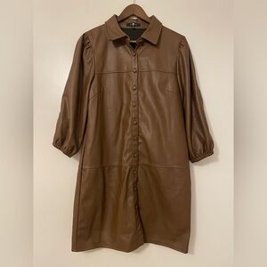 7 For All Mankind Vegan/Faux Leather Minimalist Normcore Trenchcoat Medium